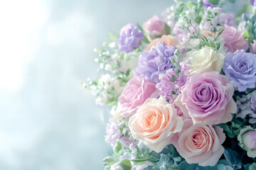 Obraz premium Soft Pastel Floral Bouquet in Bloom, Romantic Botanical Arrangements for Weddings and Home Decor