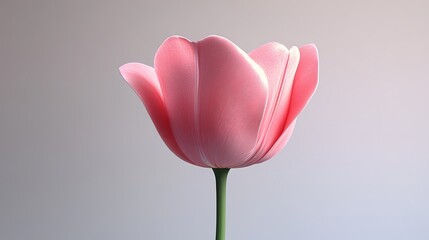 A single pink flower with a green stem