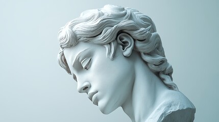 A statue of a woman with her head tilted to the side
