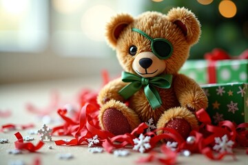 Fototapeta premium christmas teddy bear