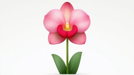 Beautiful Pink Orchid Flower on White Background