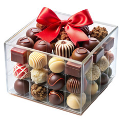 Christmas chocolate gift box tranceperant background