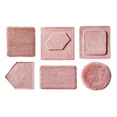 Fototapeta premium various pink rugs in different sizes and shapes isolated on a transparent background, png