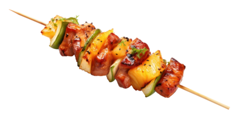PNG Pork barbeque skewer vegetable food white background.