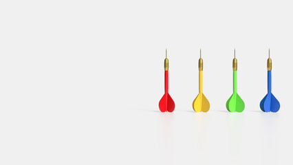 The multi color dart on white background  3d rendering.