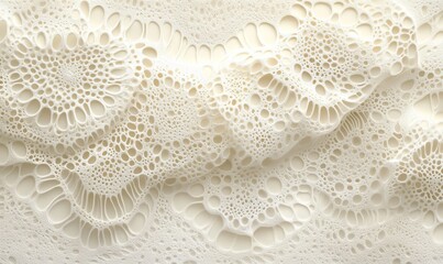 Obraz premium Intricate lace-like pattern in soft ivory ink on pale background showcasing organic textures and subtle color variations