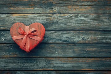 Fototapeta premium Heart shaped gift box on wooden background