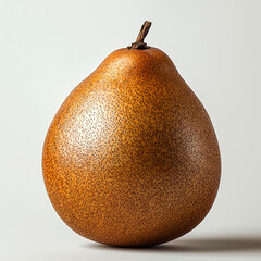 A single, ripe, brown pear isolated on a white background.