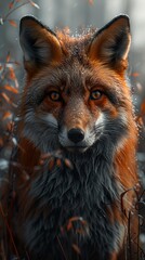 Obraz premium Red Fox Portrait in Winter Forest