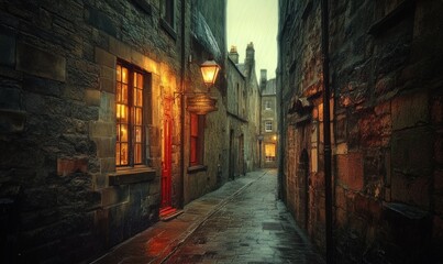 Obraz premium narrow streets in the old town of Edinburgh