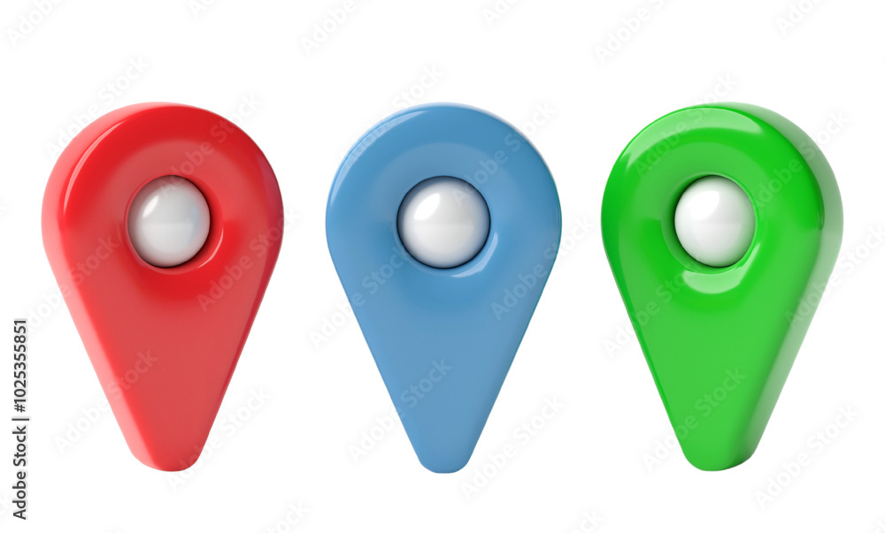 Aufkleber map pointer pin isolated on transparent background. 3d render.
