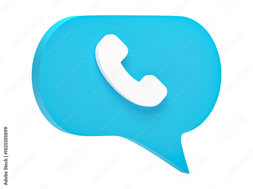Poster hone call icon in speech bubble isolated on transparent background. 3d render