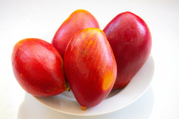 Brazilian mangoes of the Palmer species, ripe and isolated