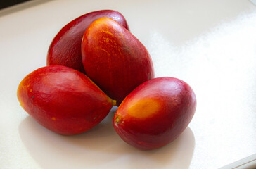 Brazilian mangoes of the Palmer species, ripe and isolated