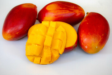 Brazilian mangoes of the Palmer species, ripe and isolated