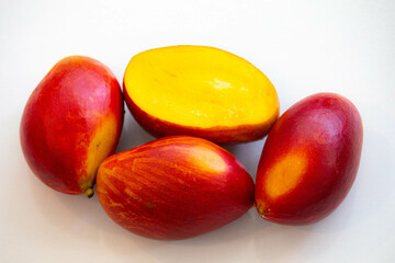 Brazilian mangoes of the Palmer species, ripe and isolated