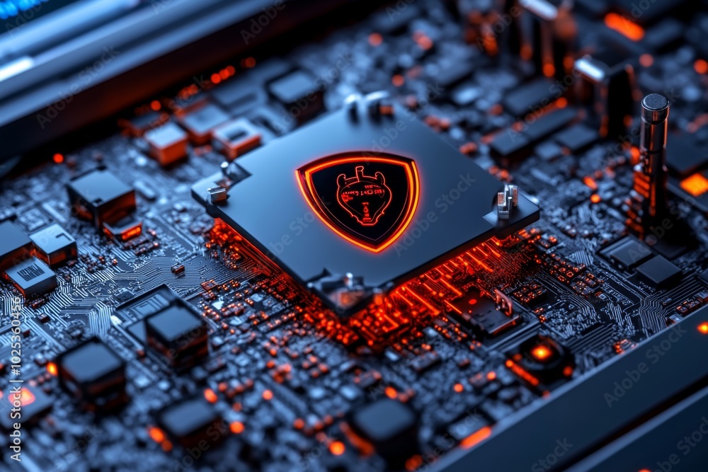 Fototapete Close-up of a computer running ethical hacking software, with hyper-realistic precision showing every icon, code, and vulnerability detected during the assessment