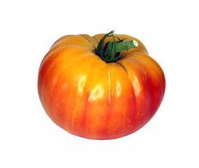 Isolated tomato fruit on white background. Pineapple Organic Heirloom Tomato