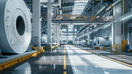 Large Rolls of Material in an Industrial Factory Setting