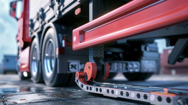Red Semi-Truck with Electric Charging Plate