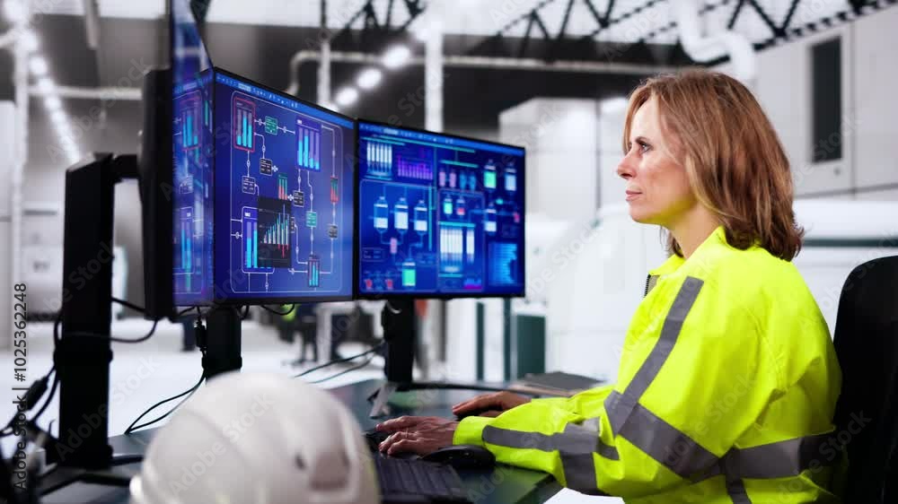Leinwandbilder operator and engineer monitor scada system