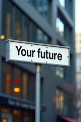 Fototapeta premium city street sign with registering your future