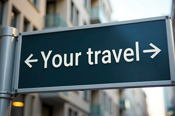 Obraz premium street sign in the city with the inscription your travel