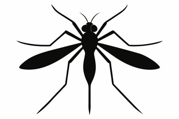 Mosquito silhouette, Bloodsucking icon black symbol vector, Close up mosquito silhouette

