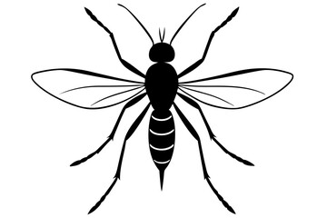 
Mosquito Icon, Bloodsucking Vector Silhouette, Close Up Mosquito Silhouette