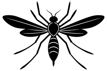 
Mosquito Icon, Bloodsucking Vector Silhouette, Close Up Mosquito Silhouette