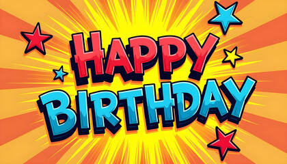Happy Birthday - gold vintage comic-style background vol1