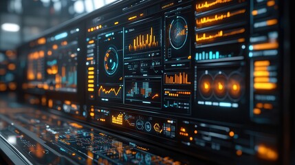 Fototapeta premium Futuristic Data Visualization with Graphs and Charts