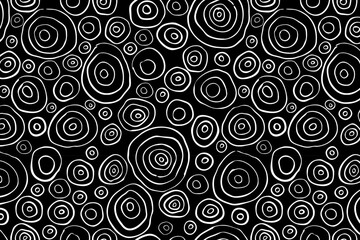 Fototapeta premium Abstract seamless circles pattern, Geometric white circles pattern on black background, vector for packaging, print, decoration, background and wallpaper.