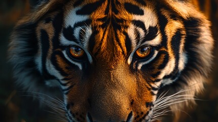 Obraz premium a close up of a tiger's face with a blurry background