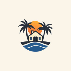simple beach house design logo