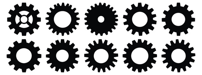 Gears silhouette set vector design big pack of cog illustration and icon