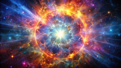 Obraz premium Brilliant supernova with explosive colors against cosmic backdrop, ideal for universe themed wallpaper