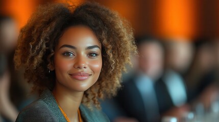 Fototapeta premium Confident woman smiling at a social gathering