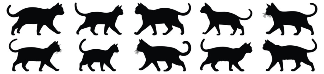 Cat silhouette set vector design big pack of feline illustration and icon