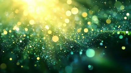 Obraz premium A green background with many small, bright, and colorful dots