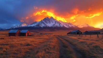 Stunning Sunset Over Majestic Mountain Landscape