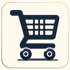 Shopping cart icon and button on a white background