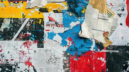 Fototapeta premium A Wall Covered in Tattered and Torn Posters and Advertisements