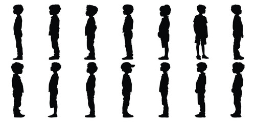 Kid silhouettes set, child pack of vector silhouette design, isolated background