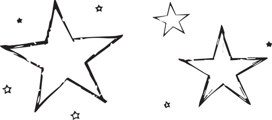 Three simple black hand-drawn stars on a white background with a rough unfinished aesthetic.