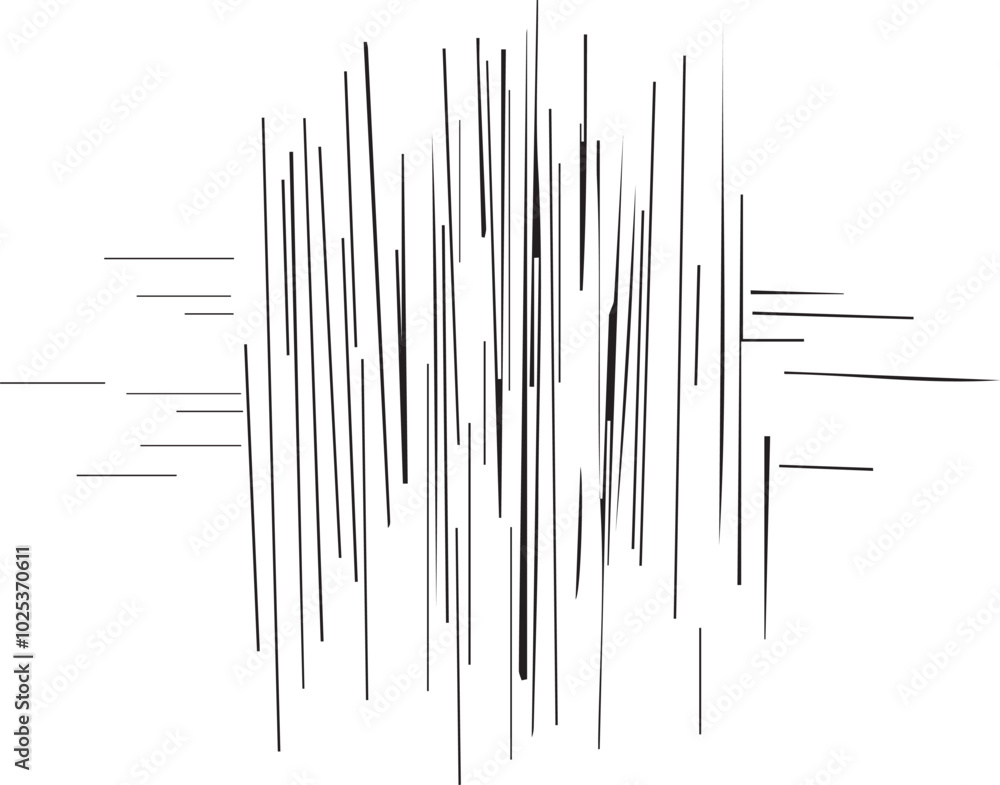 Aufkleber image features a random arrangement of black vertical and horizontal lines of varying lengths and wi