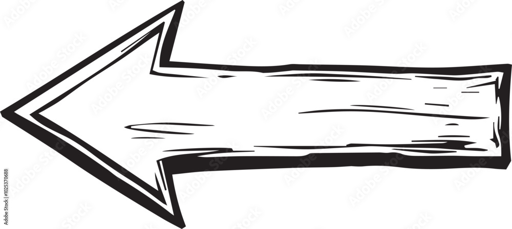 Poster hand-drawn black and white arrow pointing to the left is rendered in a simple rustic style resemblin