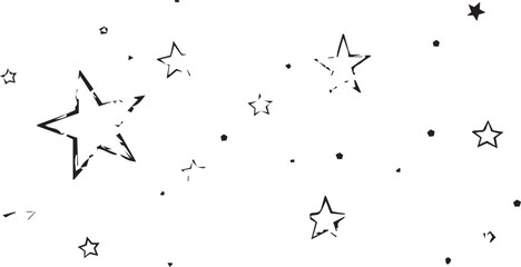 Obraz premium simple design featuring black five-pointed stars of varying sizes scattered across a white background.