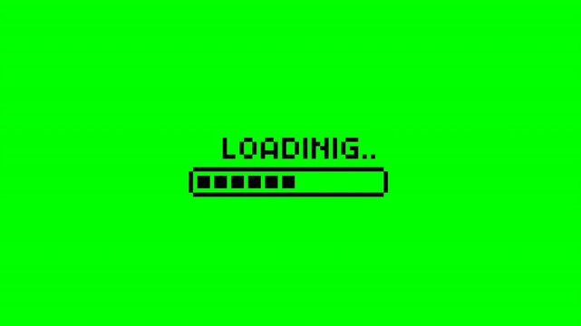 Black loading bar, pixel art animation
