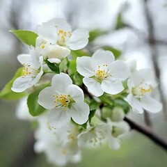 Beautiful spring flowers on a tree branch. Spring blossom.